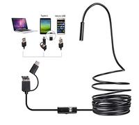 Telecamera endoscopica industriale HD 6 LED, endoscopio B flessibile tipo C, 3 in 1, impermeabile, 1 m, colore: nero