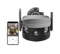 Telecamera Esterno Telecamera 4K 8MP Uscita doppio schermo grandangolare da 180°, Telecamera esterna impermeabile IP67 Controllo PTZ APP di tracciamento AI Avviso automatico(8MP Add 32GB Card)