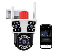 Telecamera Esterno Telecamera impermeabile for esterni IP HD PTZ zoom 8X tre obiettivi tre schermi protezione di sicurezza videocamera CCTV(12MP add 64G Card)