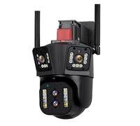 Telecamera Esterno Telecamera IP 8K 4x4MP Telecamera IP esterna 6K PTZ Multi obiettivo Tre schermi Zoom ottico 10X Monitoraggio automatico Telecamera CCTV con audio bidirezionale(6K No Zoom Add 64G)