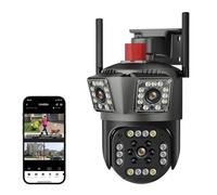 Telecamera Esterno Telecamera IP PTZ a tre obiettivi 6K 12MP con tracciamento automatico a tre schermi Ai Rilevamento umano Telecamere di videosorveglianza esterna wireless(Camera Add 32G)