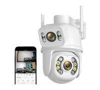 Telecamera Esterno Telecamera PTZ 4K 8MP Telecamera esterna Dual Lens 4MP 4X Zoom digitale AI Telecamera IP con tracciamento automatico CCTV Audio Video Sorveglianza(4MP Add 32G SD Card)