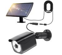 Telecamera finta da esterno Telecamere finte da esterno Faretti solari a led da esterno con sensore movimento, 360° Pannello solare girevole a 180° 5V/1,5W 2200mAh IP65 nero (cavo di prolunga 30cm)