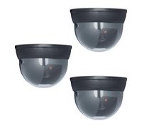 Relaxdays Telecamera Finta di Sorveglianza, Set 3 Dummy Camera, LED Lampeggiante, Interni e Esterni, Deterrente, Nero, Gomma, H x D: 7,5 x 11,5 cm