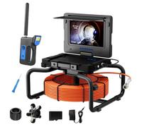 Telecamera Fogne AHD 9" 1080P,Scope Idraulico,Endoscopio Industriale DVR,Trasmettitore E Ricevitore Autobilanciato 512HZ,Sonda 23mm,Contatore Metri,12 LED Bianche,Cavo 7mm,Patrol Condo(Size:30m(98ft))