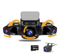 Telecamera for auto a 4 canali, telecamera anteriore, interna, laterale e posteriore, 4 telecamere, registrazione video simultanea 1080P, app WiFi, protezione panoramica a 360 gradi, WDR