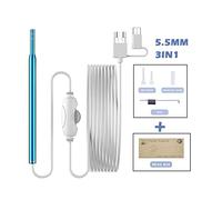 Telecamera for endoscopio for la pulizia dell'orecchio 3IN1 -C USB Otoscopio visivo 5,5 mm / 3,9 mm 0. 3MP 6LE. Cucchiaio for orecchio for orecchio ds per Fognature(Gold)
