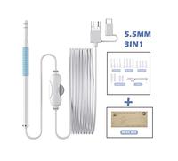 Telecamera for endoscopio for la pulizia dell'orecchio 3IN1 -C USB Otoscopio visivo 5,5 mm / 3,9 mm 0. 3MP 6LE. Cucchiaio for orecchio for orecchio ds per Fognature(Purple)