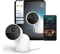 Philips Hue Secure Desktop Camera, risoluzione video 2K, notifiche di attivazione, audio bidirezionale, integrazione perfetta con luci Hue, design compatto, include elegante supporto da tavolo, bianca