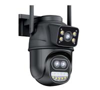 Telecamera IP 6K HD 12MP Tre lenti Zoom 8X di sicurezza esterna Rilevazione movimento CCTV Telecamere sorveglianza a 360º Rilevamento del movimento(12MP Add 64GB)
