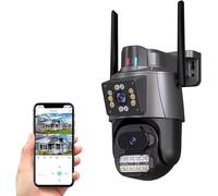 Telecamera IP 6MP 4K esterno WiFi PTZ 2 obiettivo doppio schermo 8X zoom CCTV