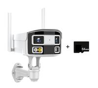 Telecamera IP a doppia lente da 8MP 180° 2K 4MP POE di sicurezza panoramica bullet rilevamento umano 4K Sorveglianza esterna NVR(8MP WIFI With 64G)