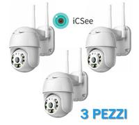 TELECAMERA IP CAM PTZ WIFI CAMERA DOME WIRELESS ESTERNO SPEED ZOOM ICSEE 3 PEZZI