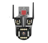 Telecamera IP HD da 12 MP esterna a quattro lenti PTZ a tre schermi 4 Protezione di sicurezza CCTV Visione notturna a colori Rilevamento del movimento(12MP add 32G Card)