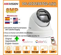 Telecamera IP Hikvision 8MP 4K 24/7 Immagine colorata DS-2CD2387G2-LU ColorVu POE MIC integrato Slot per scheda SD IP67 Sorveglianza di sicurezza