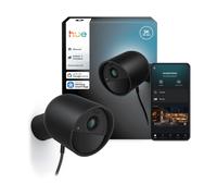 Philips Hue Videocamera Cablata Secure, Risoluzione Video 2K, Notifiche Instantanee, Integrazione Perfetta con Luci Philips Hue, Alimentazione Continua con Connessione Cablata, Interni ed Esterni,Nera