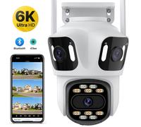 Telecamera IP PTZ a tre obiettivi Telecamera IP esterna 6K HD a tre schermi WiFi Telecamera di sicurezza con tracciamento automatico Telecamera CCTV wireless 4K Dual Len iCsee