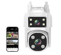 Telecamera IP PTZ da 4MP 2K Schermo doppio obiettivo AI Tracciamento umano Visione notturna a colori Telecamere di sorveglianza CCTV wireless for esterni Rilevamento del movimento(Camera Add 128G)