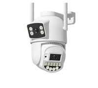 Telecamera IP PTZ HD 10MP 6K Telecamera WIFI 5G for esterni Doppio obiettivo Doppio schermo Angolo visivo a 360° Telecamera di protezione di sicurezza con tracciamento automatico(AU Plug,6MP Add 128G