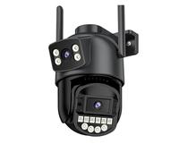Telecamera IP PTZ HD 10MP 6K Telecamera WIFI 5G for esterni Doppio obiettivo Doppio schermo Angolo visivo a 360° Telecamera di protezione di sicurezza con tracciamento automatico(US PLUG,6MP Add 128G