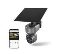 EMOS GoSmart - Telecamera di sorveglianza intelligente per esterni, 3 MP, con rotazione IP, 4 G/LTE e app, rilevazione di movimento, visione notturna, pannello solare, batteria Google Assistant,