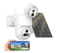 Telecamera IP, Telecamera Wi-Fi 8MP 4K, solare, for esterni, con doppio schermo, telecamera di sorveglianza wireless, batteria da 7800 mAh, rilevamento umano PIR, sicurezza domestica(8MP Add 64G Card)