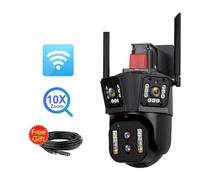 Telecamera IP UHD 8K Telecamera IP Esterna con Zoom Ottico 10X Tracciamento Automatico 6K PTZ Telecamera di Sicurezza Impermeabile a Quattro obiettivi e Tre schermi(8K 10xZoom No Card)