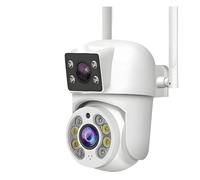 Telecamera IP Wi-Fi da 8 MP PTZ con doppio obiettivo, doppio schermo, rilevamento manuale, visione notturna a colori, telecamera di sorveglianza di sicurezza for esterni(Eu plug,8MP 2.4G Only Camera)