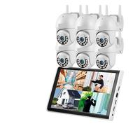 Telecamera IP WIFI PTZ HD H.265 Da 4 MP, Kit NVR Con Monitor LCD 10,1 Pollici, Wireless, 8 Canali, Di Videosorveglianza For La Sicurezza Domestica Rilevamento Del Movimento(2T,10.1inch and 6 Cam)