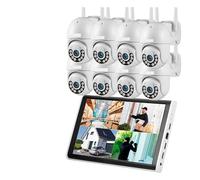 Telecamera IP WIFI PTZ HD H.265 Da 4 MP, Kit NVR Con Monitor LCD 10,1 Pollici, Wireless, 8 Canali, Di Videosorveglianza For La Sicurezza Domestica Rilevamento Del Movimento(2T,10.1inch and 8 Cam)