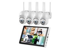 Telecamera IP WIFI PTZ HD H.265 Da 4 MP, Kit NVR Con Monitor LCD 10,1 Pollici, Wireless, 8 Canali, Di Videosorveglianza For La Sicurezza Domestica Rilevamento Del Movimento(None,10.1inch and 4 Cam)