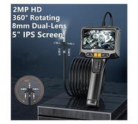 Telecamera Ispezione Tubi Periscopio articolato a doppia lente da 8 mm con schermo 5 pollici for telecamera di ispezione del tubo dell'auto Endoscopio rotazione a 360 °(2M-One Lens)
