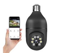 Telecamera Lampadina WiFi per Esterno, HD 1080p Videocamera di Sorveglianza Smart con Visione Notturna a Colori 360° e Audio Bidirezionale, Rilevamento Movimento - Compatibile con iOS/Android(Nero)