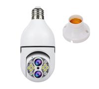 Telecamera Lampadina Wifi Videocamera Sorveglianza Doppio Obiettivo Portalampada