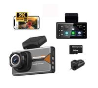 Telecamera nascosta 4G WiFi 2K, schermo 3.0 IPS DVR per auto, telecamera posteriore supporto controllo app, registrazione telecamera GPS FHD 1440P doppia lente anteriore e posteriore WDR, con