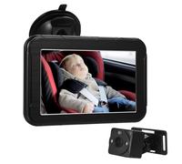 Telecamera per auto per bambini con 5 pollici 16:9 IPS, angolo di 150 ° 1080P BSI, impermeabile IP68, alimentazione DC9-32V, supporto a ventosa regolabile, facile installazione, ampia compatibilità