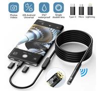 Telecamera per endoscopio con obiettivo singolo/doppio da 2 MP 3 in 1 Micro USB/Tipo C Android IOS iPhone Telecamera per ispezione Periscopio per condutture per auto