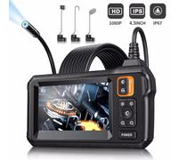 Telecamera per endoscopio industriale 1080P Schermo da 4,3 pollici 8 LED 8mm Telecamera per periscopio per ispezione con obiettivo singolo IP67 Impermeabile per tubi per auto Dual lens
