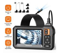 Telecamera per endoscopio industriale 4.3 "IPS HD 1080P 8.5mm Telecamera per ispezione fognarie per tubi Periscopio per auto con 8 LED IP67 impermeabile Black