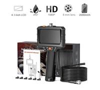 Telecamera per endoscopio industriale Schermo IPS da 4,3 pollici HD 1080P Periscopio per ispezione fognarie per tubi IP67 LED impermeabile 2000mAh per auto 8mm single lens-2