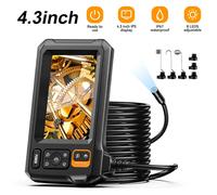 Telecamera per endoscopio Telecamera periscopio digitale da 4,3 pollici con obiettivo doppio e singolo da 8 mm Batteria ricaricabile Telecamera per ispezione fognature con luci a 8 LED