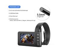 Telecamera per Fognature, 5.5mm Endoscopio industriale singolo e doppio IP67. Impermeabile 43 pollici LCD HD. Camera di serpente con 6 PORTATO for l'ispezione del drenaggio del tubo dell'auto(1m,5.5mm