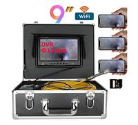 Telecamera per Fognature, Camera fognaria 9 pollici wireless wifi 20/30/40/50m Videocamera for ispezione del tubo, 1 7mm 8 GB SD Endoscopio industriale con oleodotto fognario di scarico della carta(20