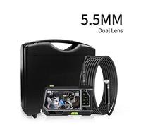 Telecamera per Fognature, Fotocamera for endoscopio a doppia lente con 5 pollici IPS LCD. Monitorare la fotocamera ispezione del borescopio impermeabile industriale con 6 PORTATO Toolbox.(1m,5.5mm dua