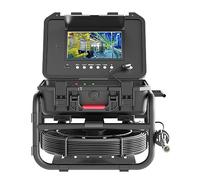 Telecamera per fognature, Telecamera di ispezione for tubi fognari HD 1080P 9 pollici 16 GB DVR Contatore di distanza Supporto for endoscopio 512Hz Autolivellante(50m,7MM CABLE)