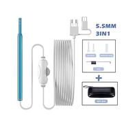 Telecamera per Fognature, Telecamera for endoscopio for la pulizia dell'orecchio 3IN1 -C USB Otoscopio visivo 5,5 mm / 3,9 mm 0. 3MP 6LE. Cucchiaio for orecchio for orecchio ds(White)