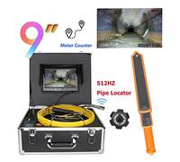 Telecamera per Fognature, Videocamera for ispezione del tubo fognario della fognatura con contatore con contatore 9inch Monitor 51 2Hz Localitore del tubo 2 2 mm IP68 HD 1000TVL Fotocamera 1 2 pezzi L