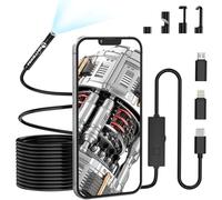 Telecamera per ispezione serpenti endoscopio da 5,5 mm 1920P, periscopio Lightswim tipo C, telecamera con 8 luci LED per smartphone Android e iOS, iPhone, iPad, Samsung (16,5 piedi/5 m)