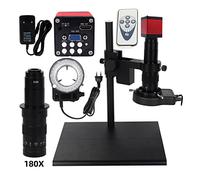 Telecamera per visione artificiale 3. 8MP USB HDMI. Set di fotocamera for microscopio video industriale 2k 180x c- Montare lenti for telefono PCB. Riparazione saldatura grande supporto in metallo VGA.