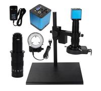 Telecamera per visione artificiale 3. 8MP USB HDMI. Set di fotocamera for microscopio video industriale 2k 180x c- Montare lenti for telefono PCB. Riparazione saldatura grande supporto in metallo VGA.